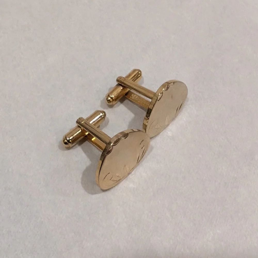 Vintage Brushed Gold Tone Flex-Let Cuff Links
